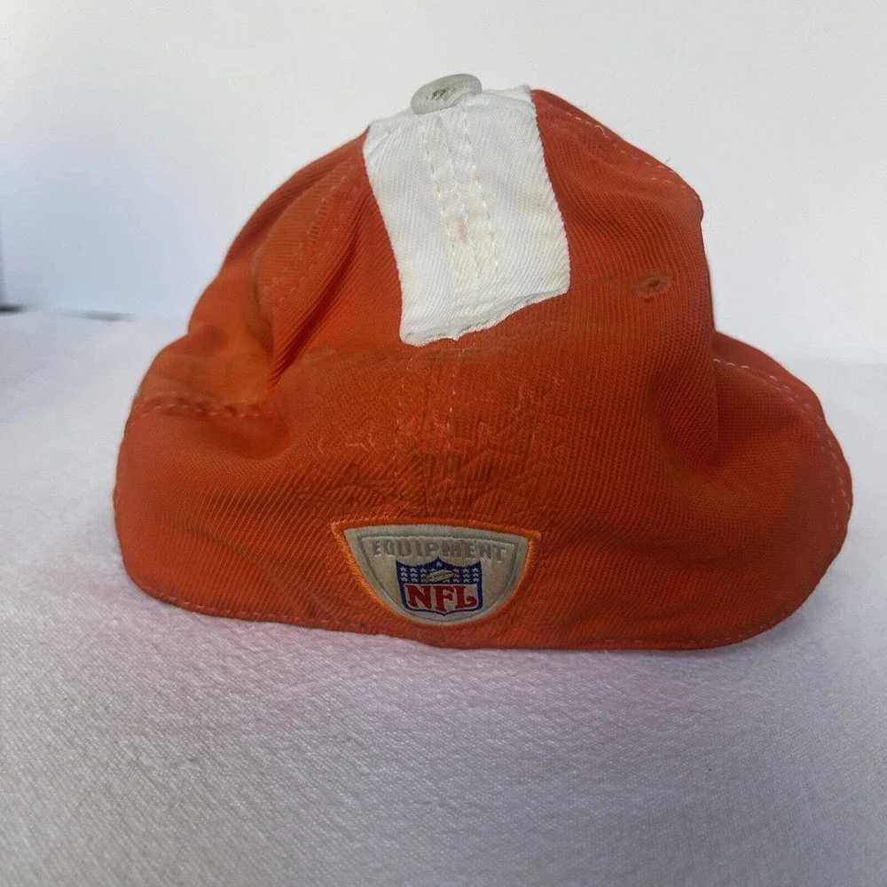 Reebok Cleveland Browns hat Cap White Stripe Orange Elastic Fit Tire Tracks